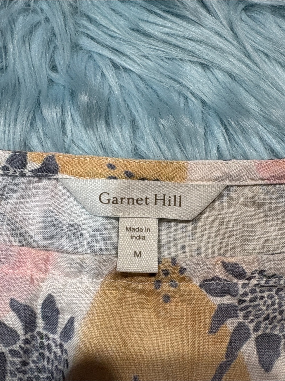 Garnet Hill Floral Tropical Linen Boxy Short Sleeve Top - Picture 2 of 9
